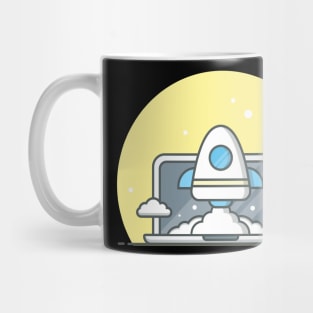 Start up rocket launch cartoon Mug